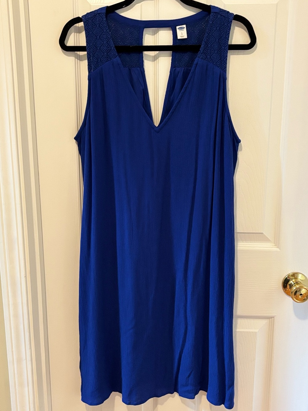 Old Navy Royal Blue Sleeveless V-Neck Dress with Lace Accent size Large